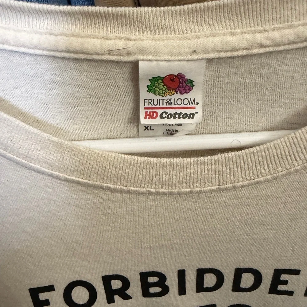 Fruit of the Loom Cream Forbidden Cats T-Shirt - Picture 2 of 3